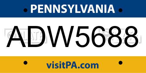 ADW5688 Pennsylvania License Plate