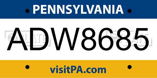 ADW8685 Pennsylvania License Plate