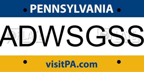 ADWSGSS Pennsylvania License Plate