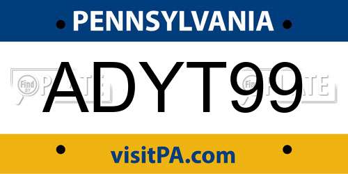 ADYT99 Pennsylvania License Plate