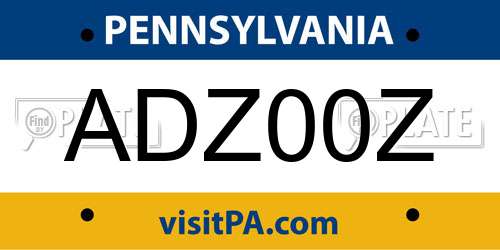 ADZ00Z Pennsylvania License Plate