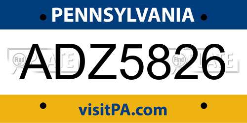 ADZ5826 Pennsylvania License Plate