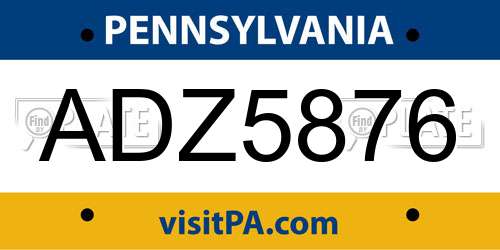 ADZ5876 Pennsylvania License Plate