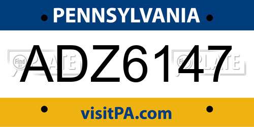 ADZ6147 Pennsylvania License Plate