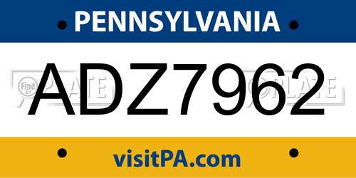 ADZ7962 Pennsylvania License Plate