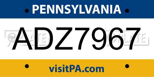 ADZ7967 Pennsylvania License Plate