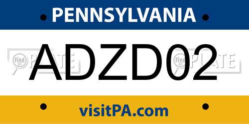 ADZD02 Pennsylvania License Plate