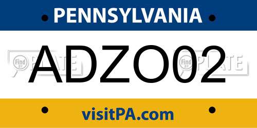 ADZO02 Pennsylvania License Plate