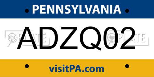 ADZQ02 Pennsylvania License Plate
