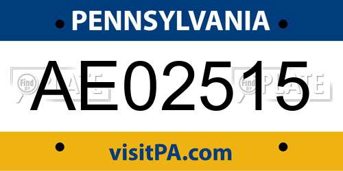 AE02515 Pennsylvania License Plate