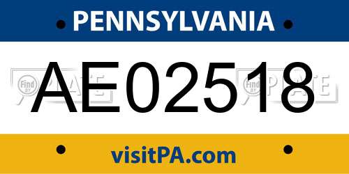 AE02518 Pennsylvania License Plate
