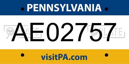 AE02757 Pennsylvania License Plate