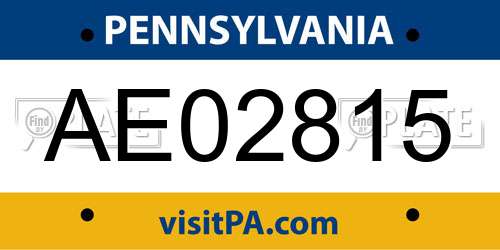 AE02815 Pennsylvania License Plate