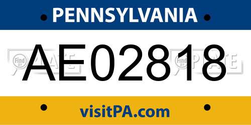 AE02818 Pennsylvania License Plate