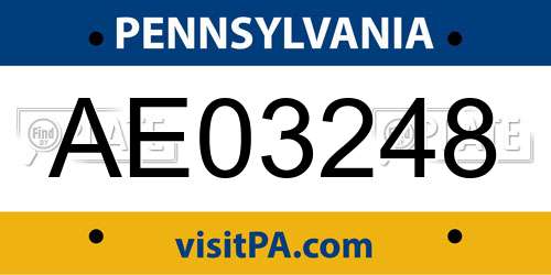 AE03248 Pennsylvania License Plate