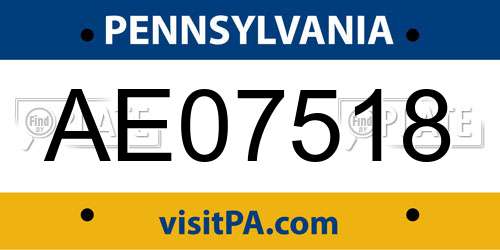 AE07518 Pennsylvania License Plate