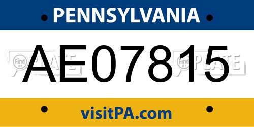 AE07815 Pennsylvania License Plate