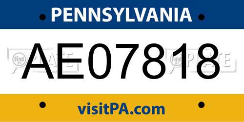 AE07818 Pennsylvania License Plate