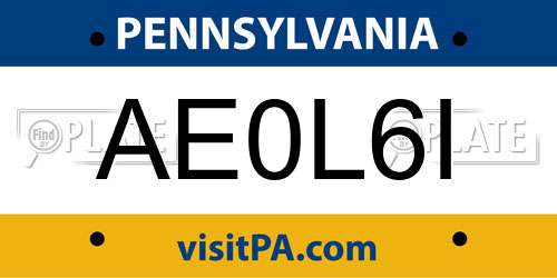 AE0L6I Pennsylvania License Plate
