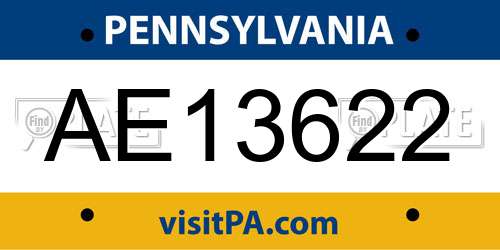 AE13622 Pennsylvania License Plate