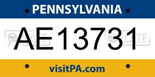 AE13731 Pennsylvania License Plate