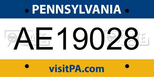 AE19028 Pennsylvania License Plate