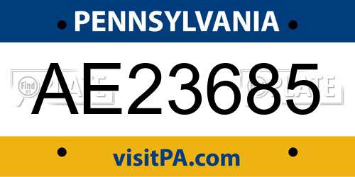 AE23685 Pennsylvania License Plate