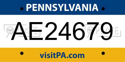 AE24679 Pennsylvania License Plate