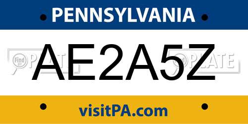 AE2A5Z Pennsylvania License Plate