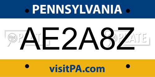 AE2A8Z Pennsylvania License Plate