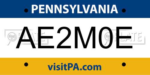 AE2M0E Pennsylvania License Plate