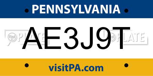 AE3J9T Pennsylvania License Plate