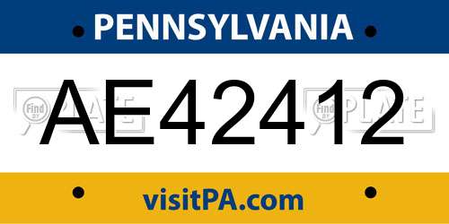 AE42412 Pennsylvania License Plate
