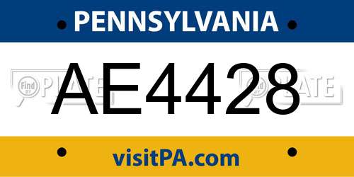 AE4428 Pennsylvania License Plate