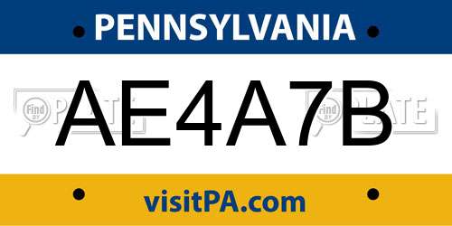 AE4A7B Pennsylvania License Plate
