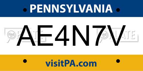 AE4N7V Pennsylvania License Plate