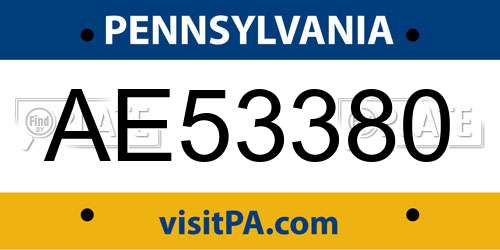 AE53380 Pennsylvania License Plate
