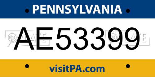 AE53399 Pennsylvania License Plate