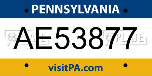 AE53877 Pennsylvania License Plate