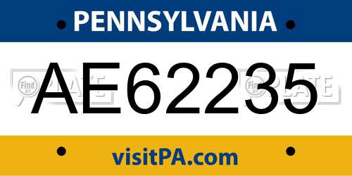 AE62235 Pennsylvania License Plate
