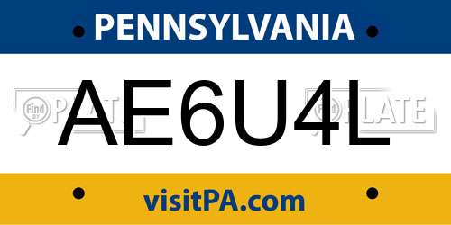 AE6U4L Pennsylvania License Plate