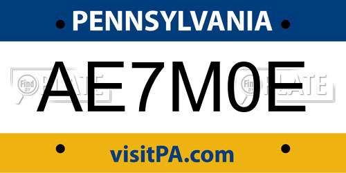 AE7M0E Pennsylvania License Plate