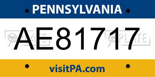 AE81717 Pennsylvania License Plate