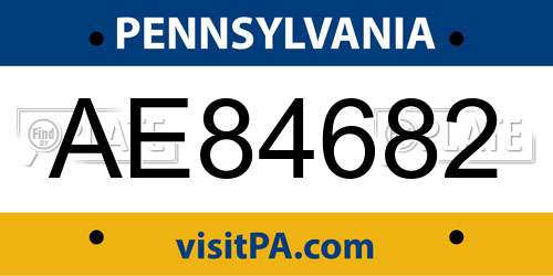 AE84682 Pennsylvania License Plate