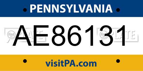 AE86131 Pennsylvania License Plate