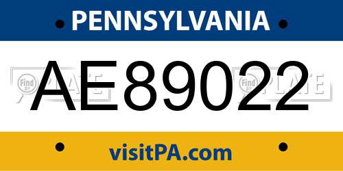 AE89022 Pennsylvania License Plate