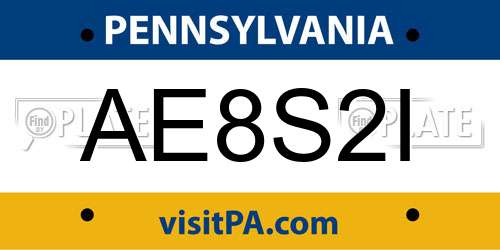 AE8S2I Pennsylvania License Plate