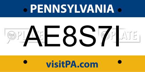 AE8S7I Pennsylvania License Plate