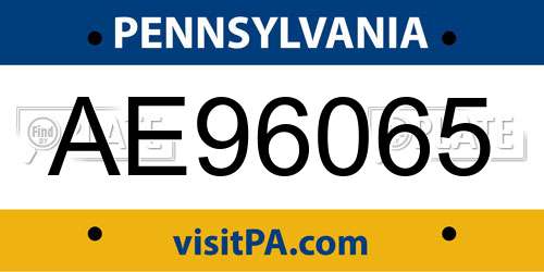AE96065 Pennsylvania License Plate