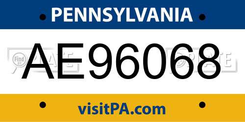 AE96068 Pennsylvania License Plate
